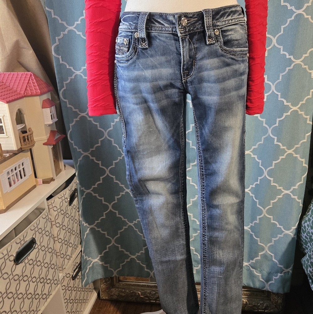 Rock Revival Blue Straight Leg Jeans with Vintage Appeal - Picture 2 of 9